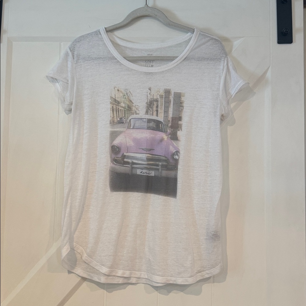Aerie White Graphic Relaxed Short Sleeve Tee